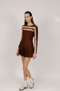 Lina x ONA ROMA: Burgundy dress with nude net