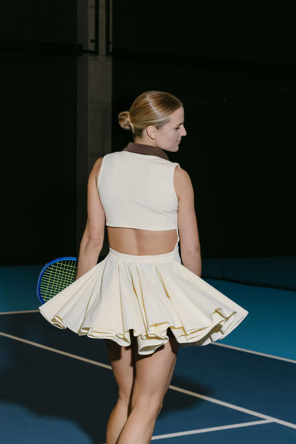 Lina x ONA ROMA: Vanilla dress with brown collar